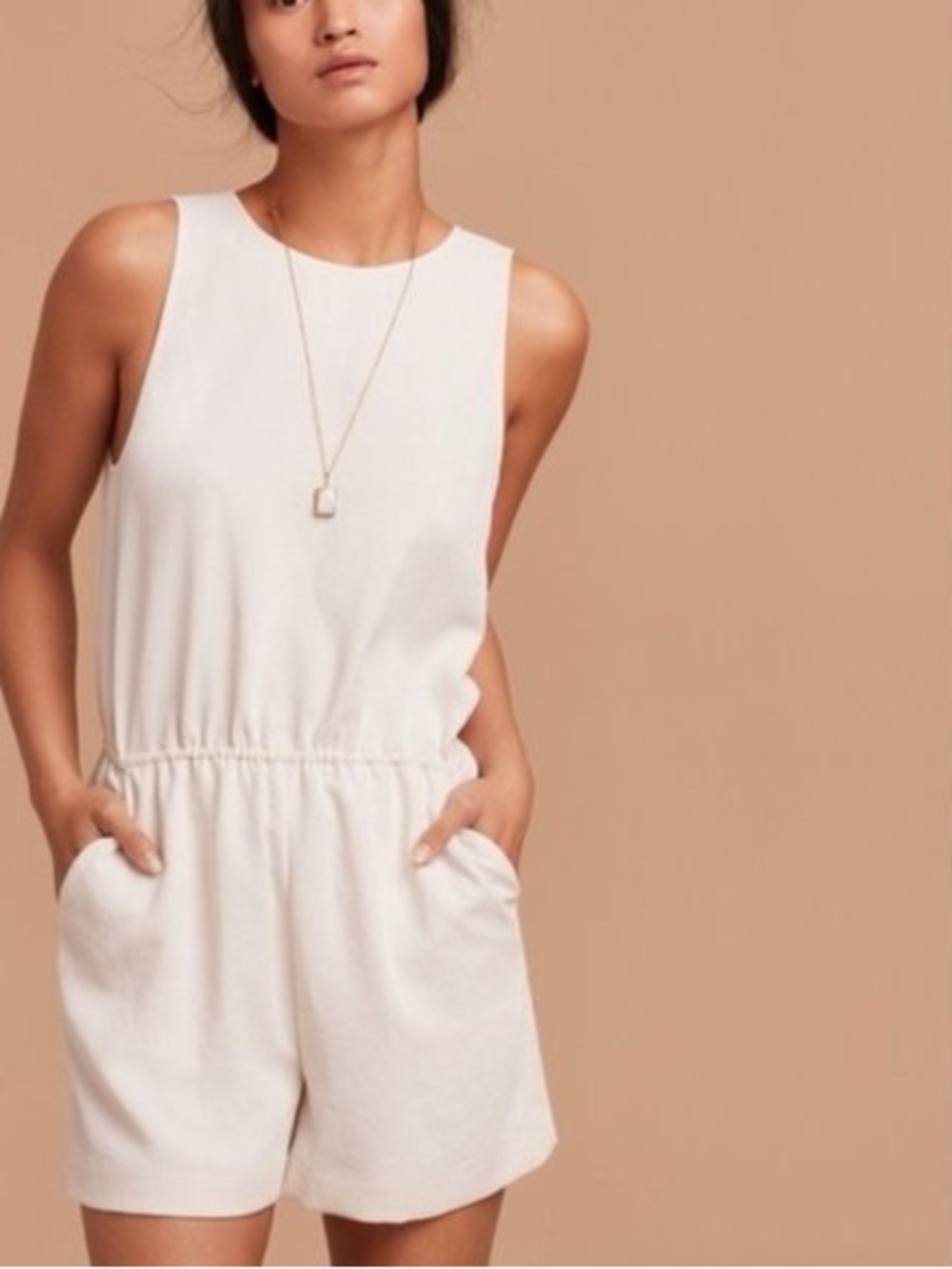 Aritzia Wilfred Rive Romper White Sleeveless Lightweight Size XS